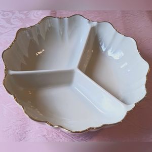 Lenox VTG Three Part Divided Ivory & Gold Relish Nut/Candy Fine China